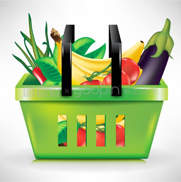 带蔬菜的购物篮——新鲜蔬菜零售的选择